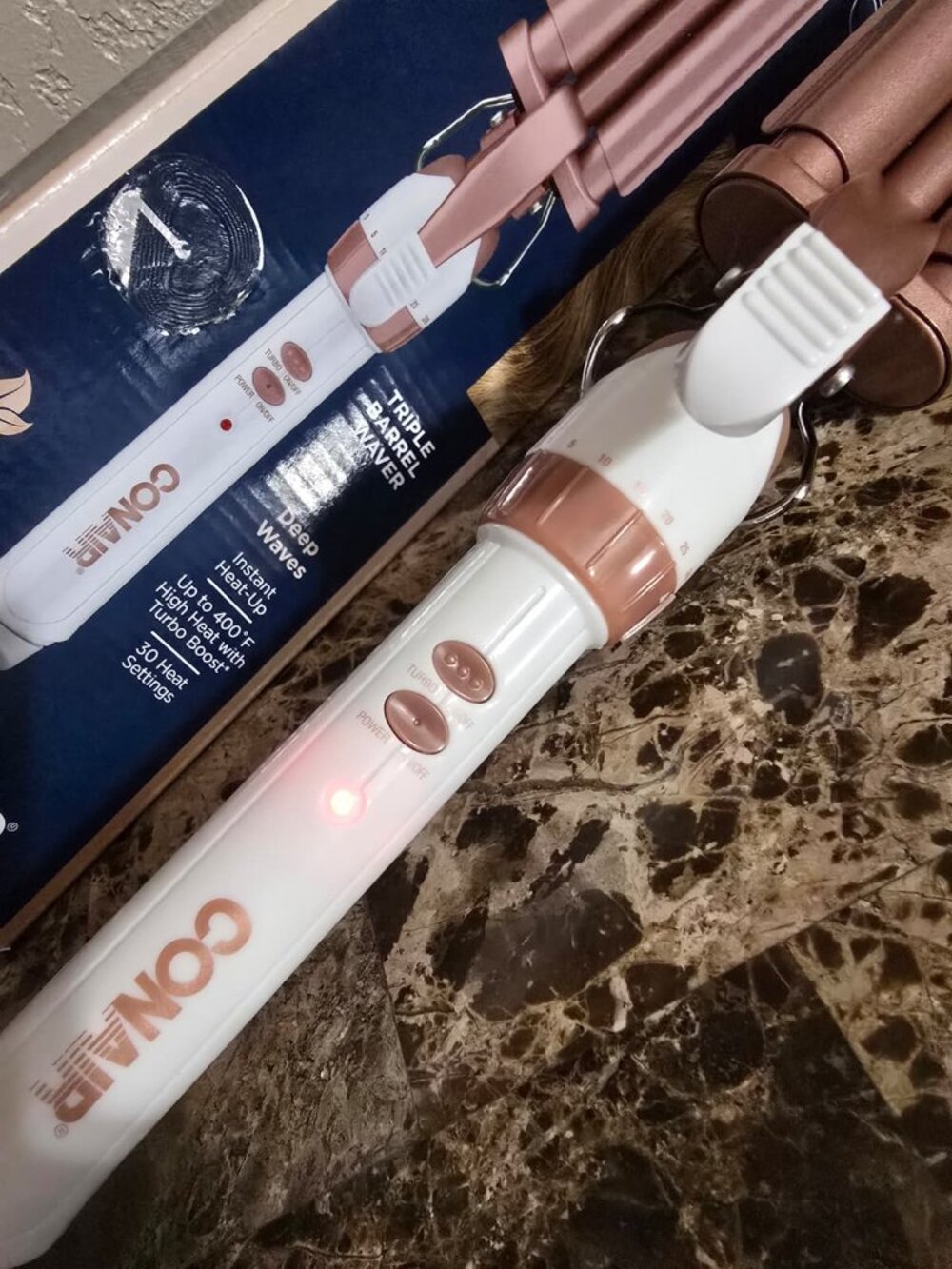 NEW Conair Double Ceramic Triple Barrel Waver Rose Gold Open Box - Picture 7 of 13